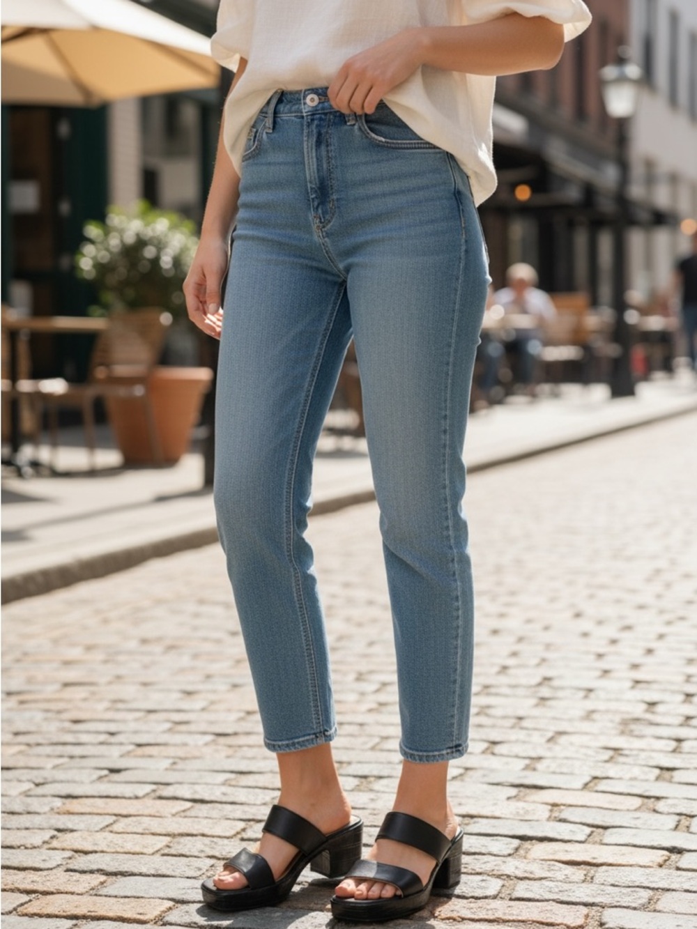 Chunky Two-Strap Black Platform Mules